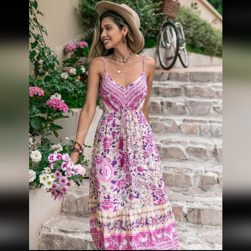 Floral Pink Maxi Dress